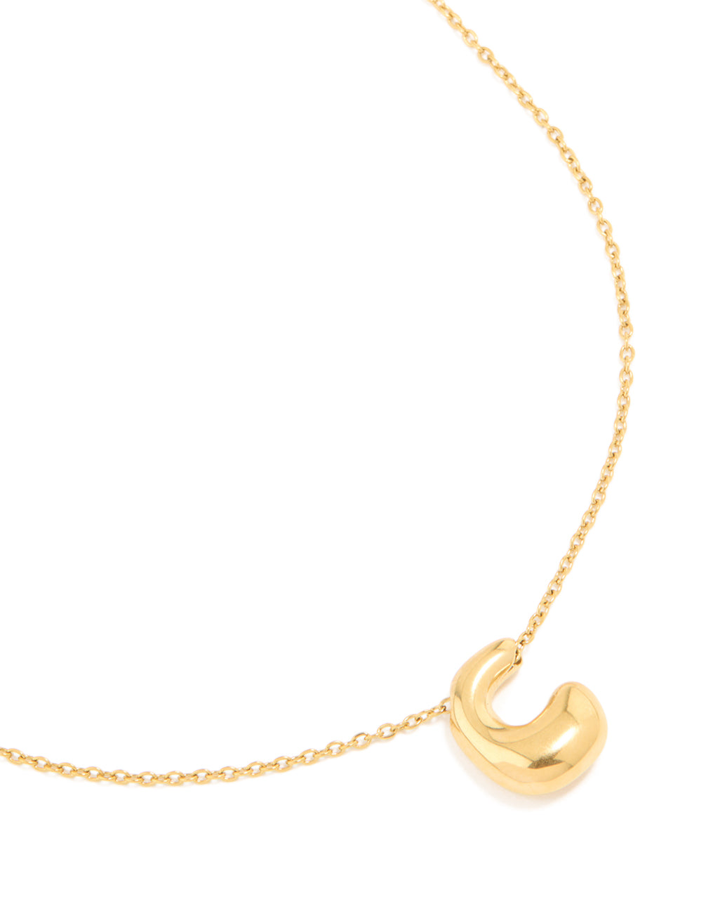 Waterproof Gold Plated Stainless Steel Large Bubble Letter C Necklace