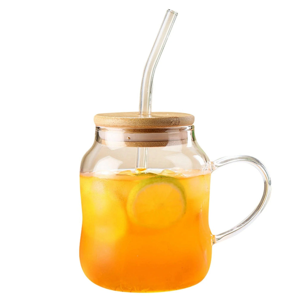 Glass Tumbler With Straw and Lid
