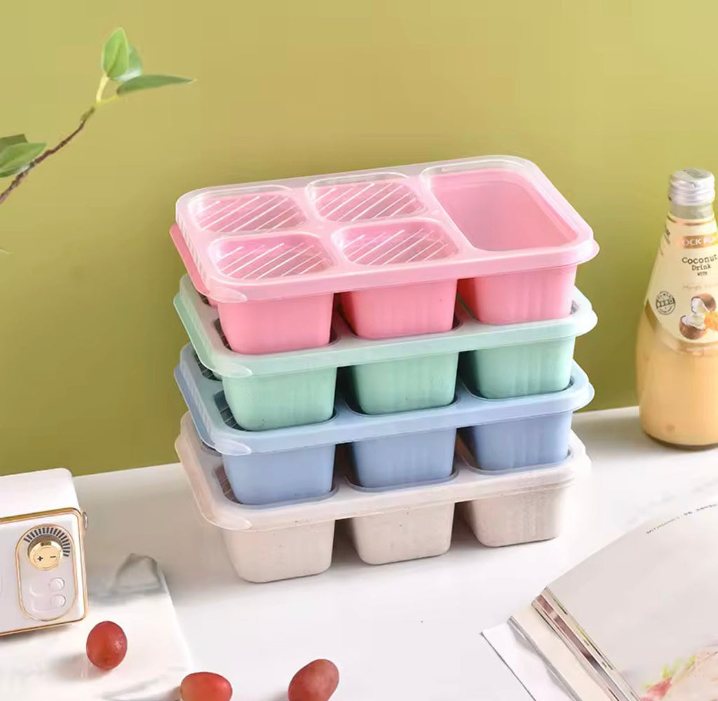 5 Compartment Lunch Box With Transparent Lid, Heat Resistant Leak Proof Fruit Box, Durable Bento Lunch Box, Meal Prep Organizer