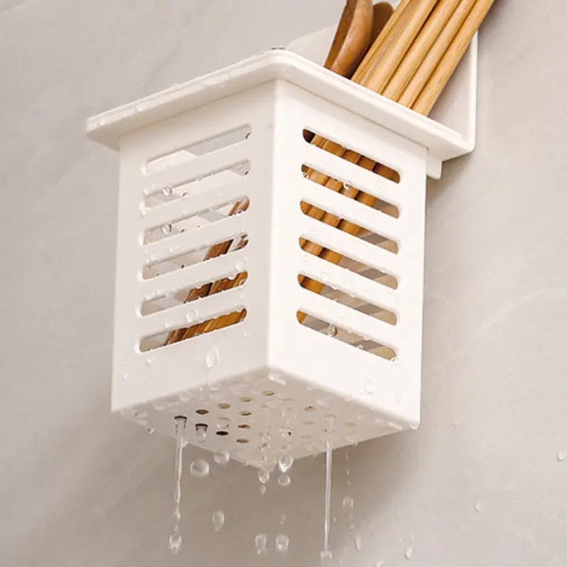 Simple Drain Basket, Plastic Shower Drain Shelf, Wall Self-adhesive Cactus Rack, Multipurpose Wall Desktop Draining Rack, Chopsticks Spoon Plastic Storage Holder, ABS Cutlery Holder, Keep Tidy Cutlery Cage, Kitchen Bathroom Hanging Shelf