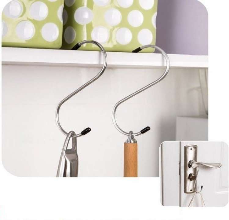 5pcs S Shaped Steel Hooks Set, Towels Hook Set, Shower Curtain Hook Rings, Kitchen Table Cloth Hanging Hook Set