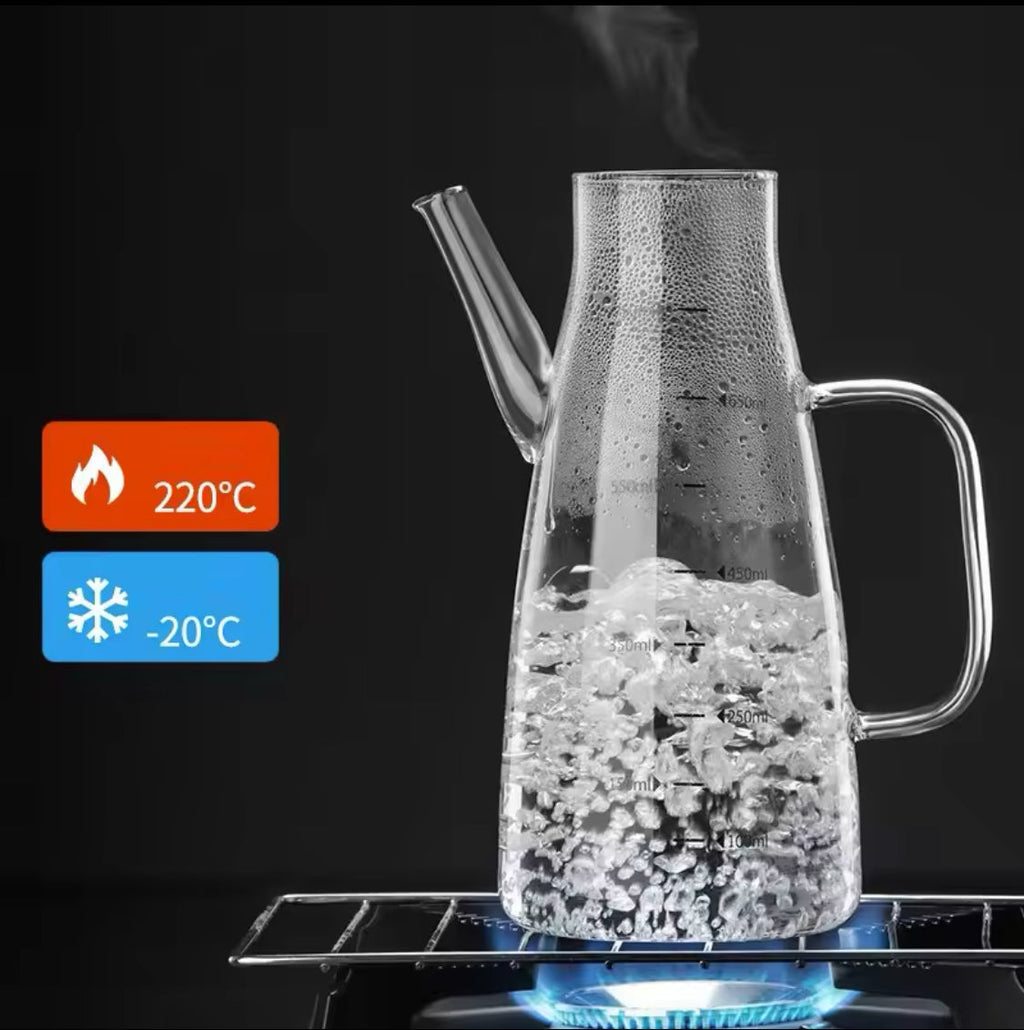 700ml Transparent Oil Jug, Glass Oil Dispenser, Transparent Oil Jug With Stainless Steel, Oil Glass Bottle, Anti-Leak Transparent Oil Bottle