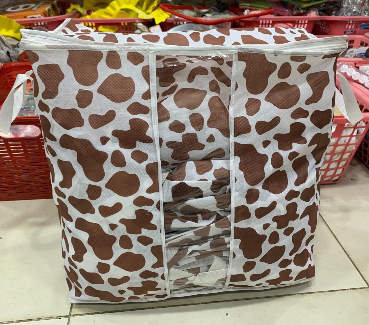 Printed Multipurpose Storage Bag, Storage Bags With Handles, Non Woven Floral Print Storage Organizer, Closet Organizer