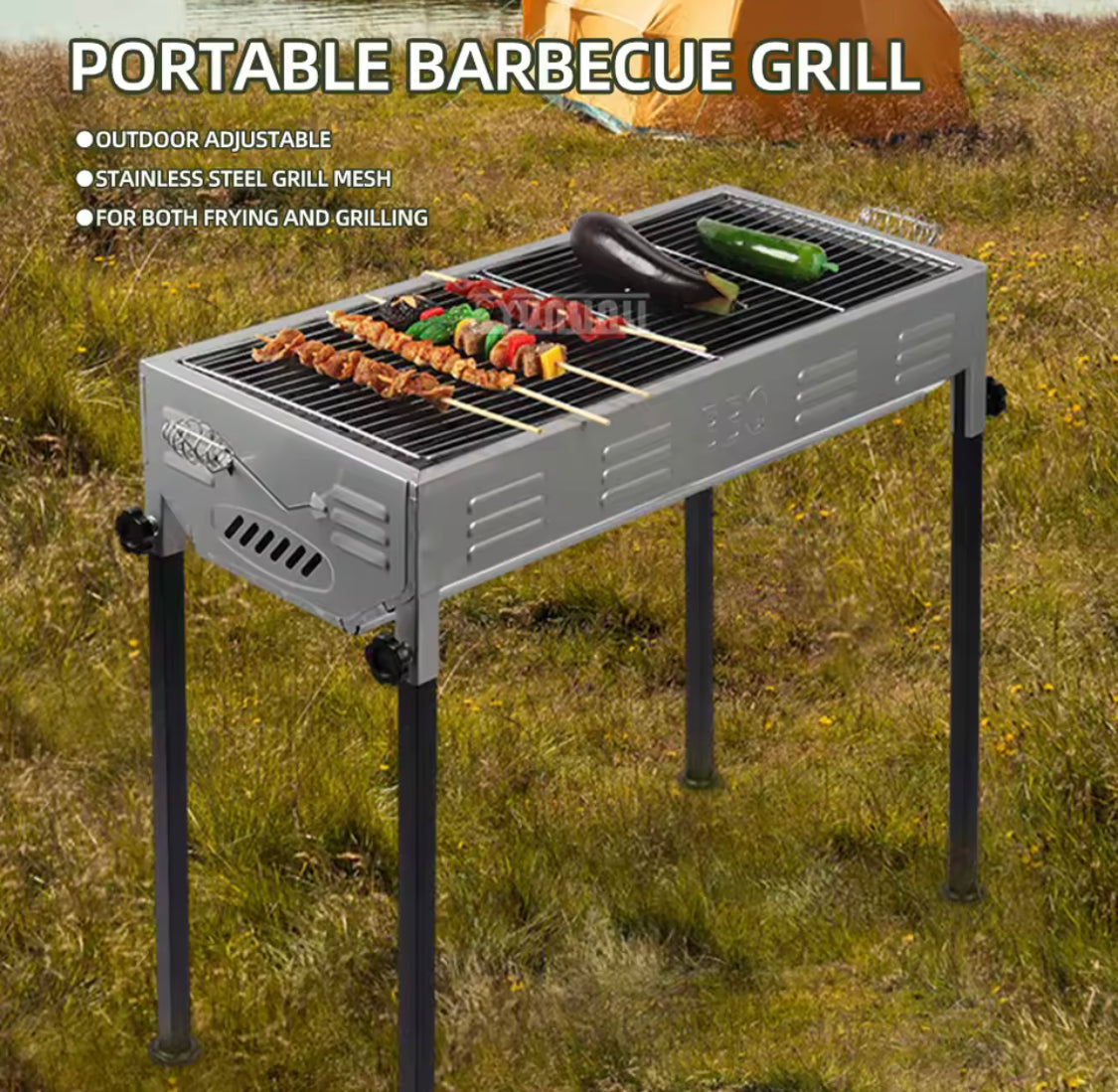 Portable Japanese Barbecue Grill With Stand, Iron Portable Folding Charcoal Barbecue Grill For Outdoor, Multifunctional Portable Charcoal Grill