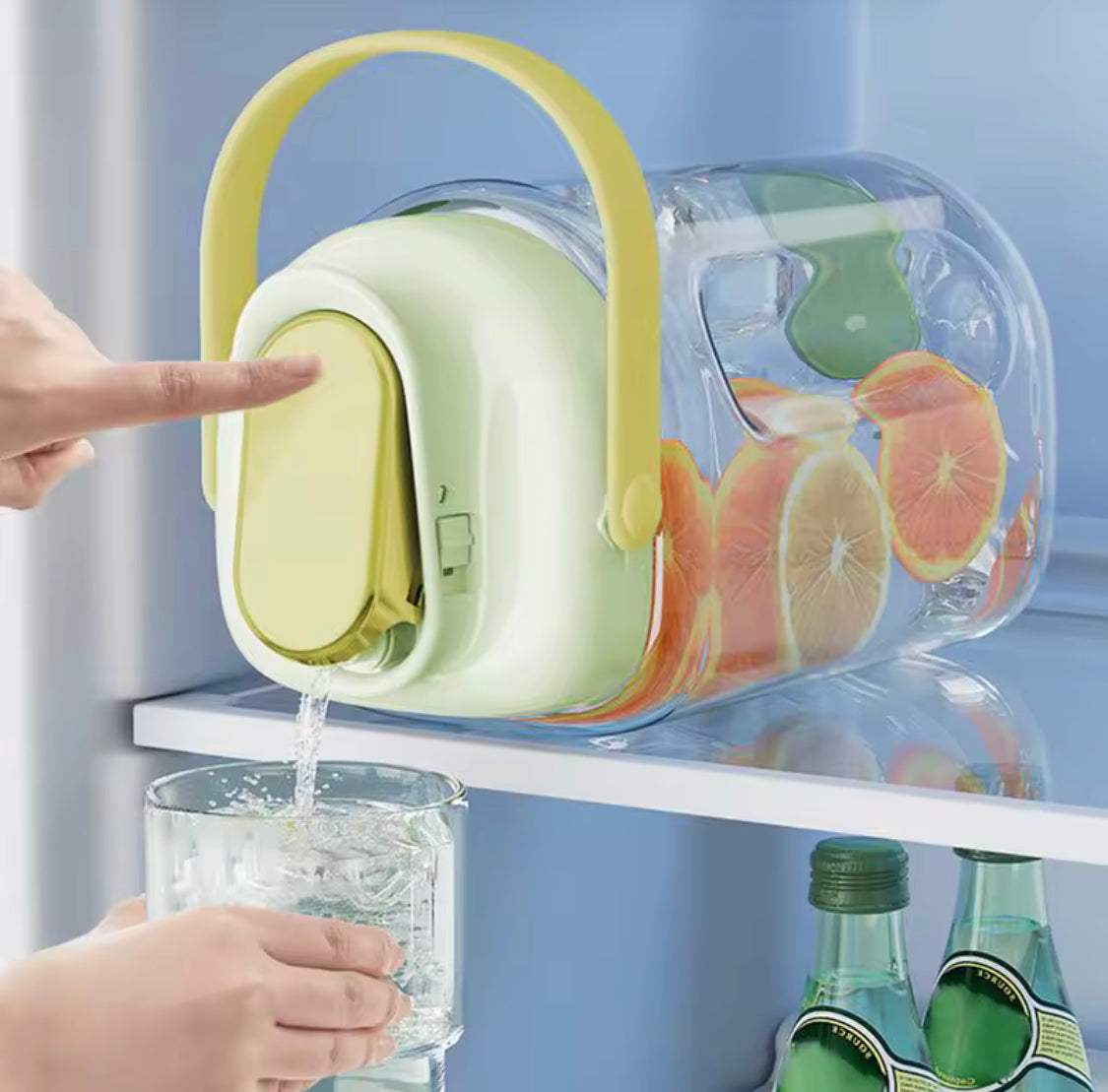 2L Refrigerator Water Bottle Kettle With Tap, Large Capacity Glass Water Bottle, Cool Water Bucket Dispenser