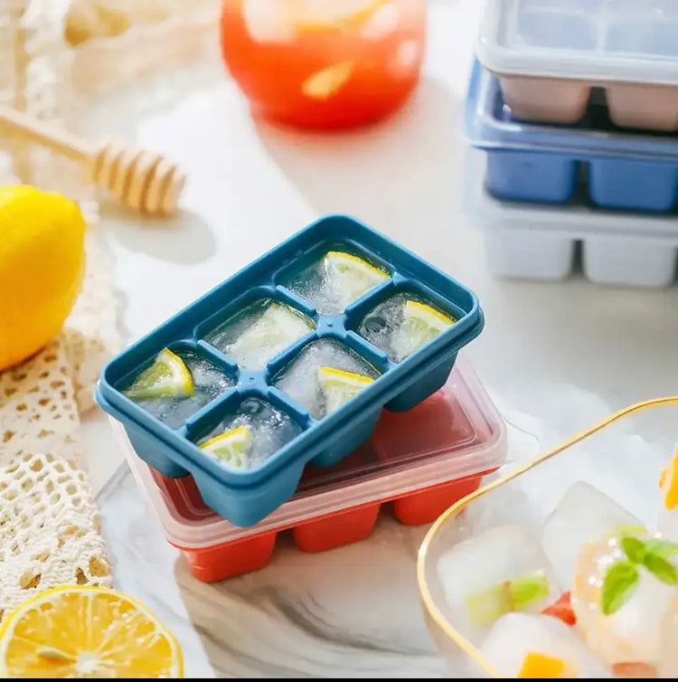 6 Grid Ice Tray Mold, Soft Silicone Ice Cube Mold, 6 Grids Soft Bottom Quick Freezer Fruit Ice Cube Maker