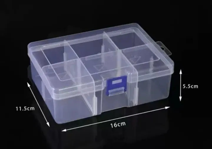 6 Compartment Transparent Plastic Box, Adjustable Plastic Storage Box, Multiple Compartments Jewelry Box