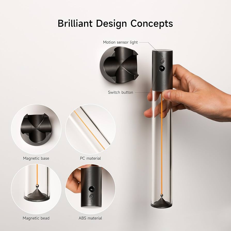 Wall Sticking Magnetic Wire Light, Touchable Cordless Desk Light, Room Decor LED Night Light