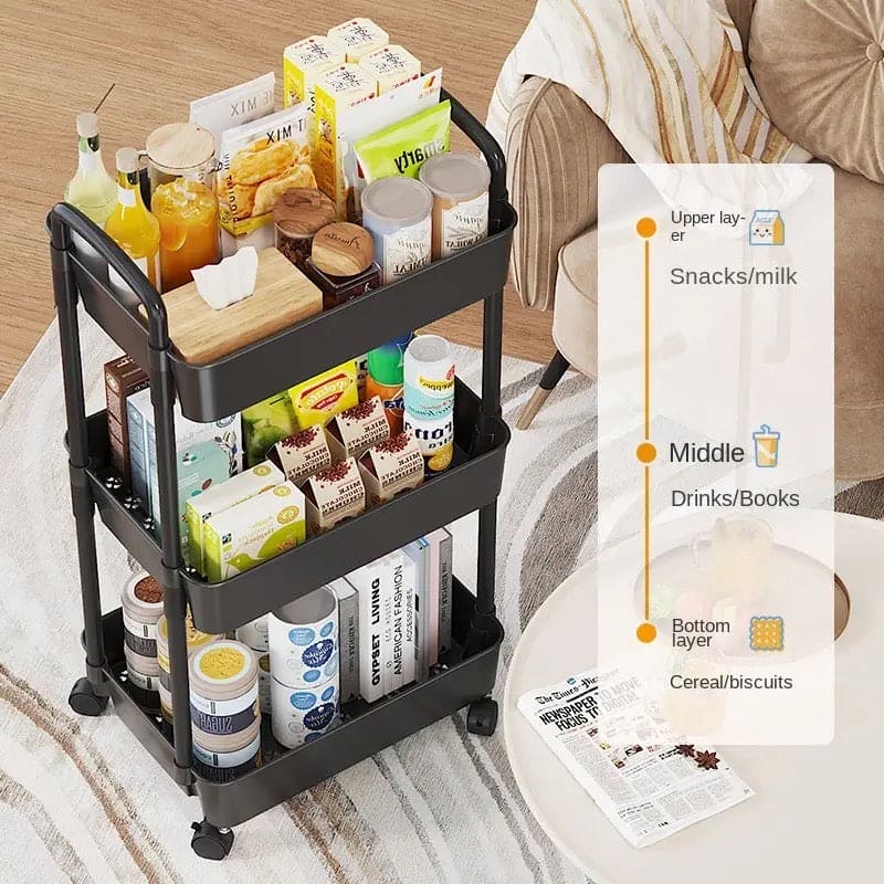Mobile Durable Rolling Cart, Multi Layer Kitchen Trolley Cart, Snacks Storage Rack with Wheels,  Movable Gap Storage Rack, Trolley Organizer Auxiliary Cart, Home Snack Vegetables Storage Rack with Wheels