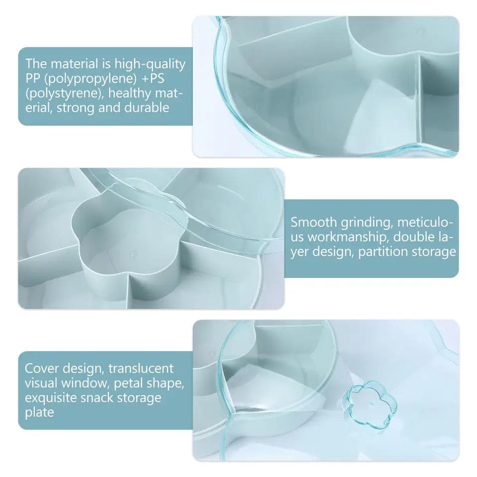 Fish Tail Candy Box, 7 Compartment Flower Dried Fruit Box, Multifunctional Food Container, Candy And Nut Serving Container, Appetizer Tray with Lid