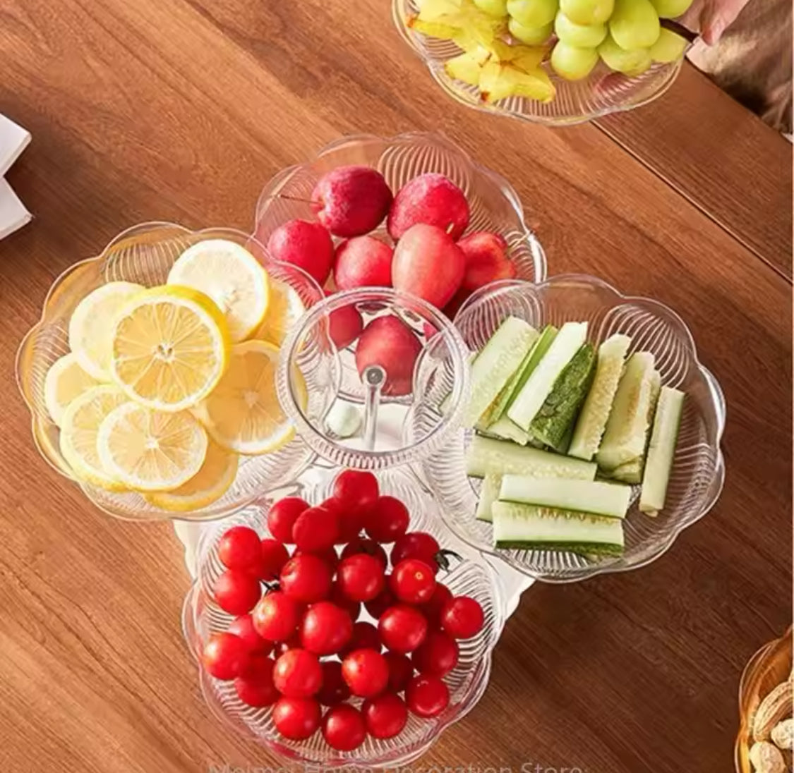 Multilayer Rotating Display Stand, Cakes Snacks and Fruits Stand, 3 Tier Fruit Plate, Stable Modern Dried Fruit Plate