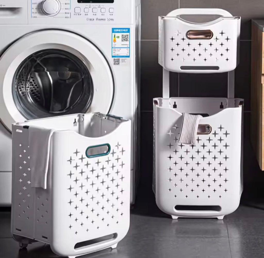 Large Capacity 2 Layers Durable Clothes Basket, Children Clothes Toys Book Storage Organizer, Foldable Laundry Basket, Multifunctional Storage Dirty Clothes Basket