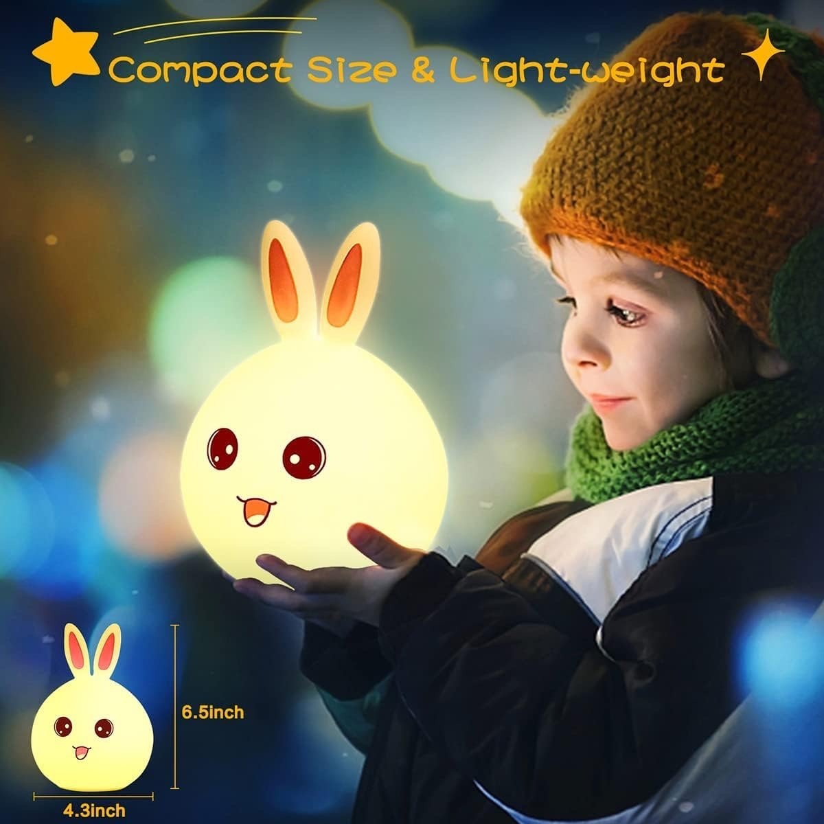 Cute Rabbit Silicone Touch Night Light