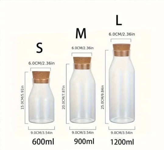 Transparent Glass Nut Storage Jar, Glass Jar Bottle With Wood Cap, Coffee Beans Storage Bottle
