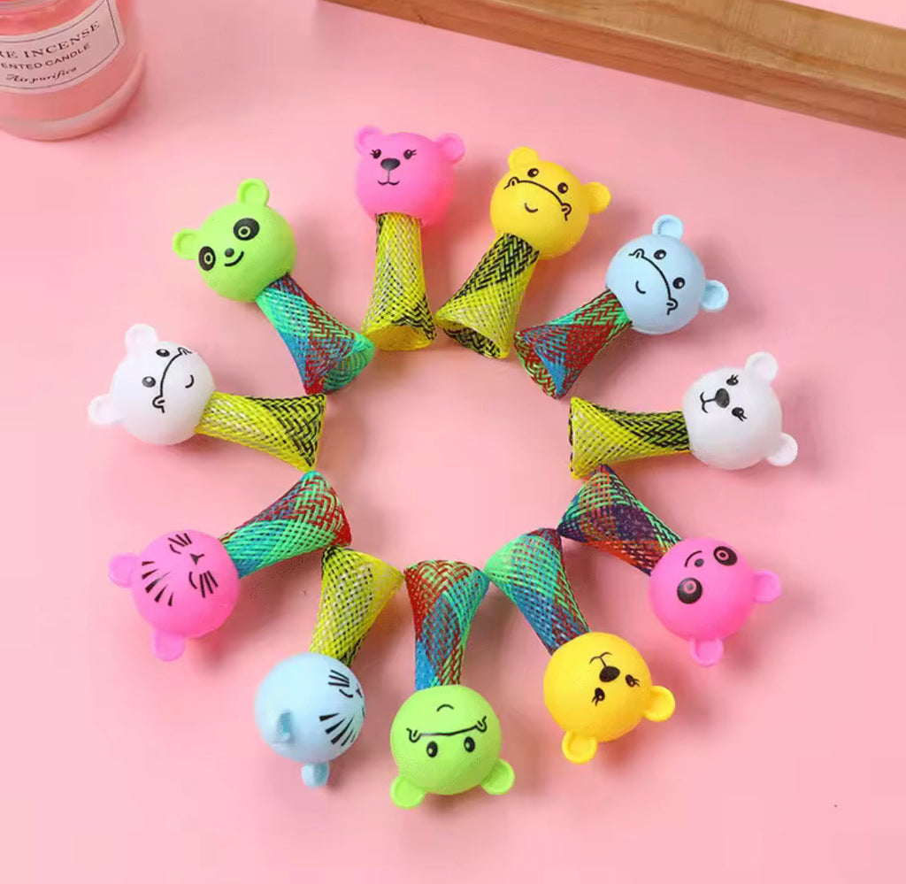 5pcs Kids Spring Bouncing Launcher Toy, Cute Jumping Doll Spring Toy, Creative Cartoon Jumping Spring Toy