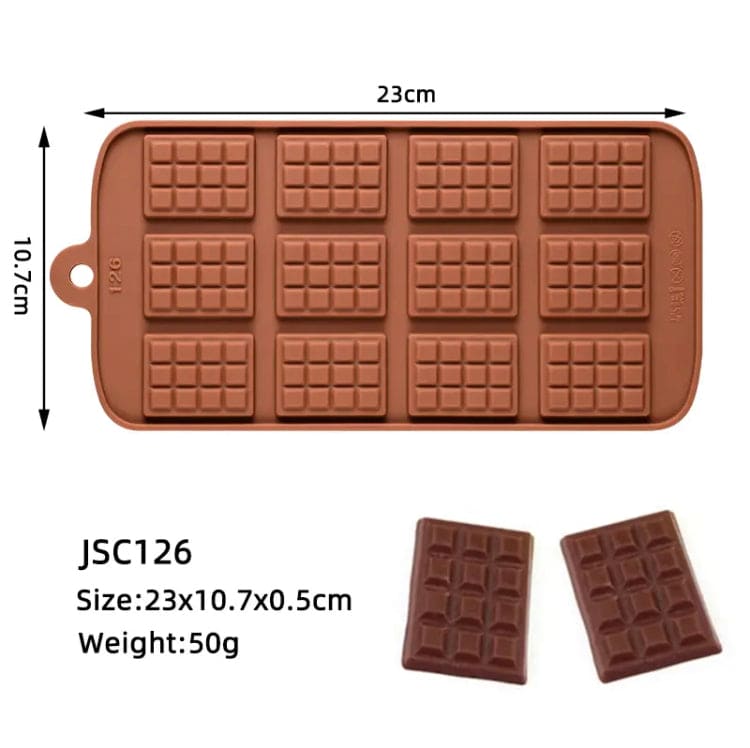Silicone Chocolate Mini Bar Mold, 12 Even Chocolate Mold, Fondant Patisserie Candy Bar Mold, Non Stick Cake Decoration Mold, Mini Waffle Shape Mold, Flexible Clip-On Bar Trays Suitable for Chocolate, Kitchen Baking Accessories