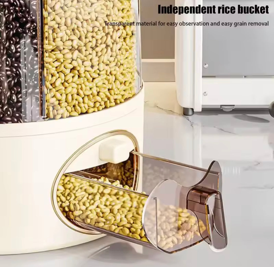 6 Grid Food Grain Storage Container, Kitchen Storage Bucket, 6 Grid Rice Dispenser, Rotating Cereal Container