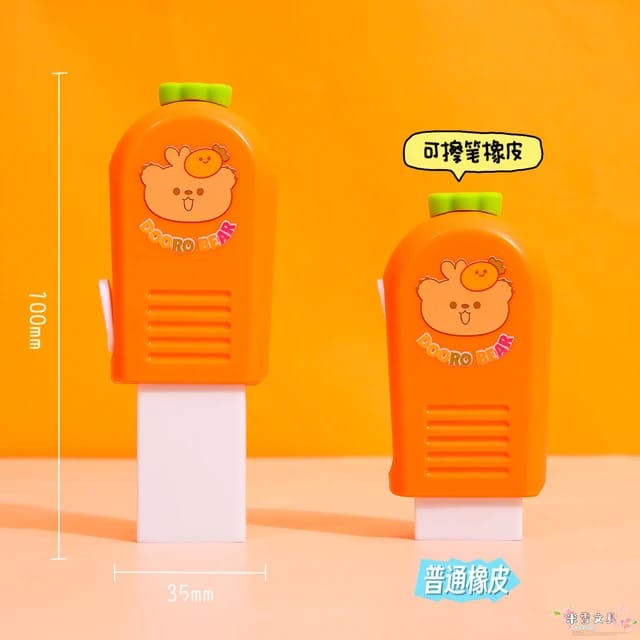 Cute Carrot Eraser, Telescopic Storage Rubber Cute Eraser,  Rubber Eraser, School Office Supply, Stationery Eraser, Fruit Pencil Eraser, Student Gift