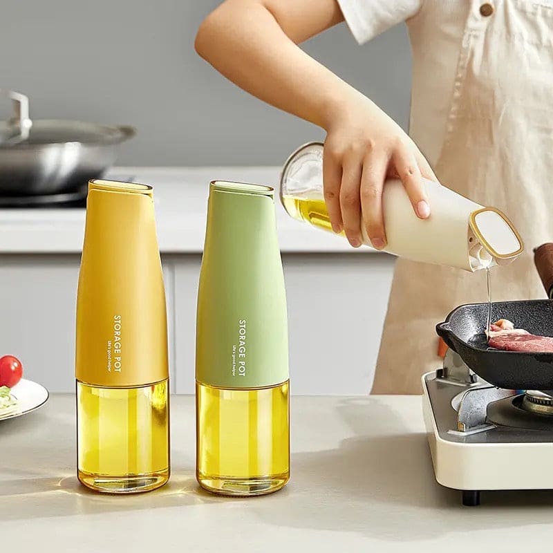 450Ml Oil Storage Pot, Auto Flip Kitchen Oil Bottle, Cooking Oil Dispenser For Kitchen, Automatic Opening Oil Bottle, Kitchen Non Hanging Oil Seasoning Bottle, Food Grade Condiment Bottle, Drip Free Spout Oil Container