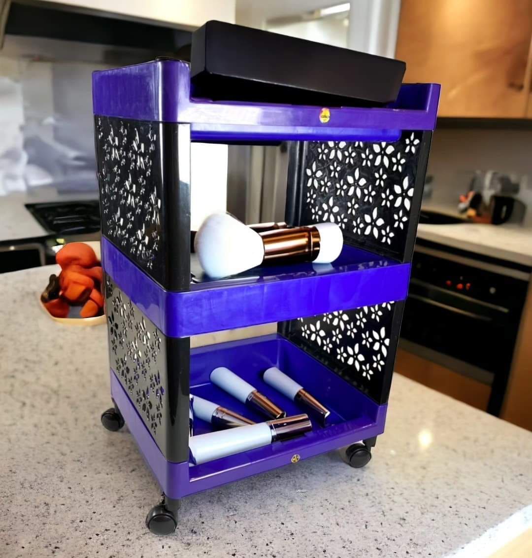 Multifunctional Trolley Cart, Floor Standing Plastic Storage Shelf, Kitchen Bathrooms Bathroom Storage Rack, Multilayer Plastic Floor Storage Rack with Wheels, Portable Sturdy Bathroom Kitchen Organizer