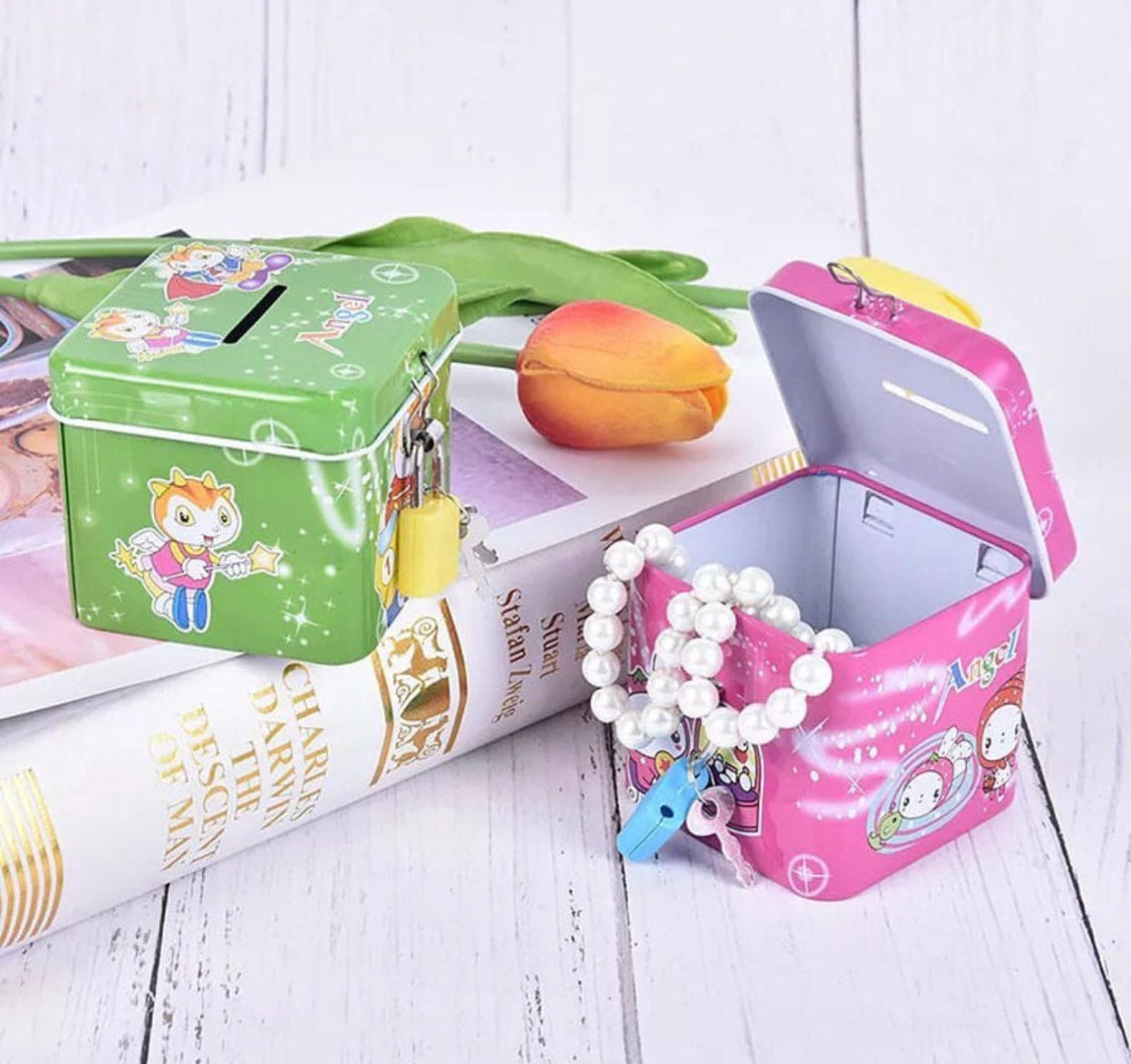 Cute Cartoon Piggy Bank, Kids Money Box, Money Saving Box, Money Box with Lock Key