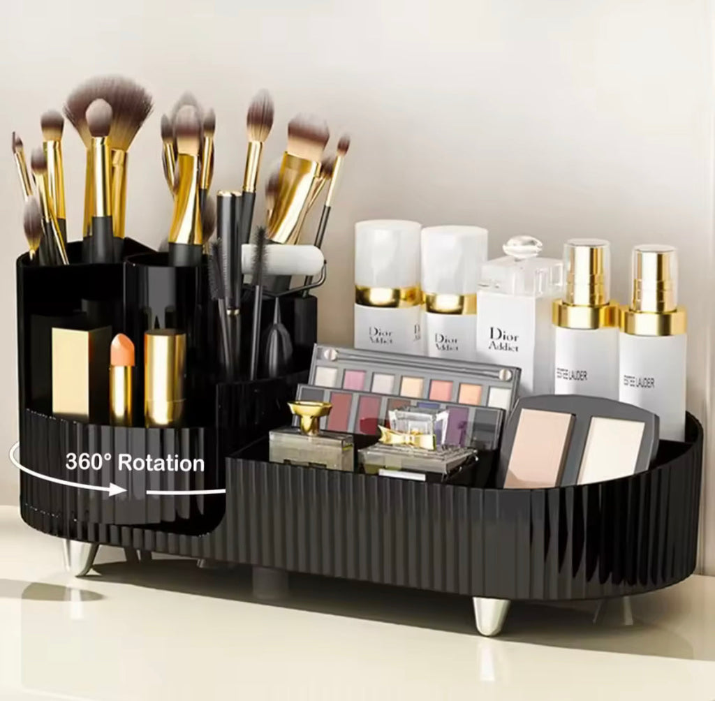 Cosmetic Storage Organizer With Spinning Brush Holder, Large Capacity Perfume Make Up Brush Holder, Makeup Sundries Storage Organizer
