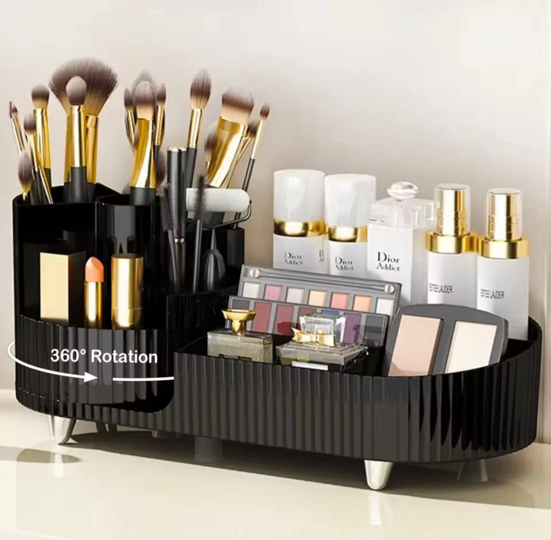 Cosmetic Storage Organizer With Spinning Brush Holder, Large Capacity Perfume Make Up Brush Holder, Makeup Sundries Storage Organizer