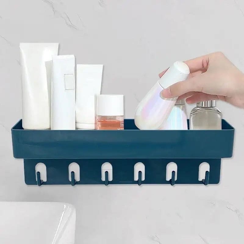 Shower Caddy Basket With Hooks, Wall Mounted Floating Shelf.