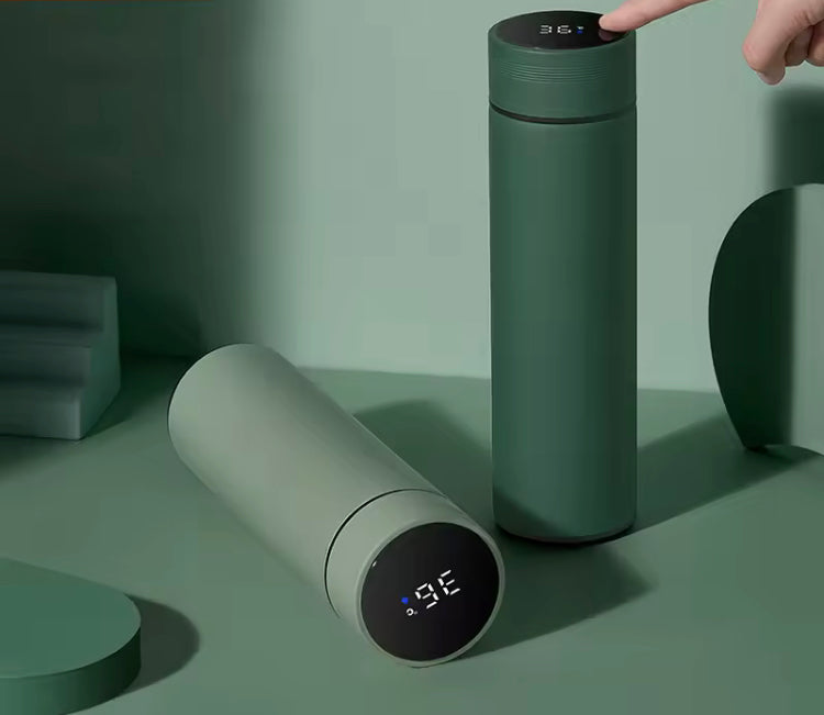 500ML LED Temperature Display Bottle, Stainless Steel Intellective Thermos with Double Bottom, Smart Vacuum Insulated Water Bottle