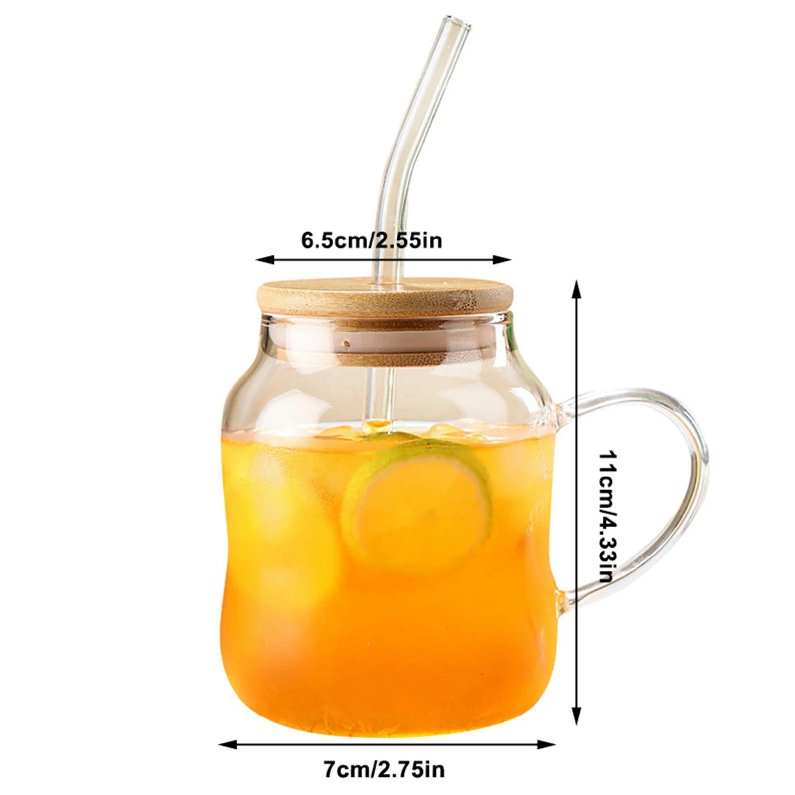 Glass Tumbler With Straw and Lid