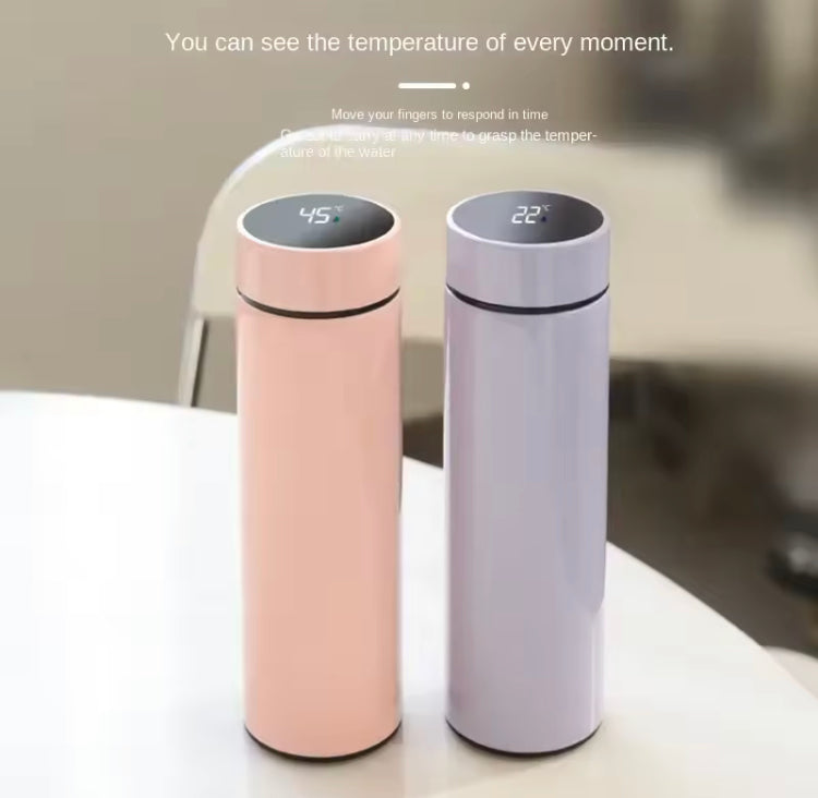 500ML LED Temperature Display Bottle, Stainless Steel Intellective Thermos with Double Bottom, Smart Vacuum Insulated Water Bottle