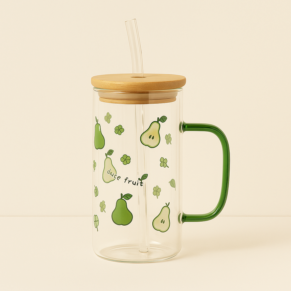 Transparent Glass Mug with Lid