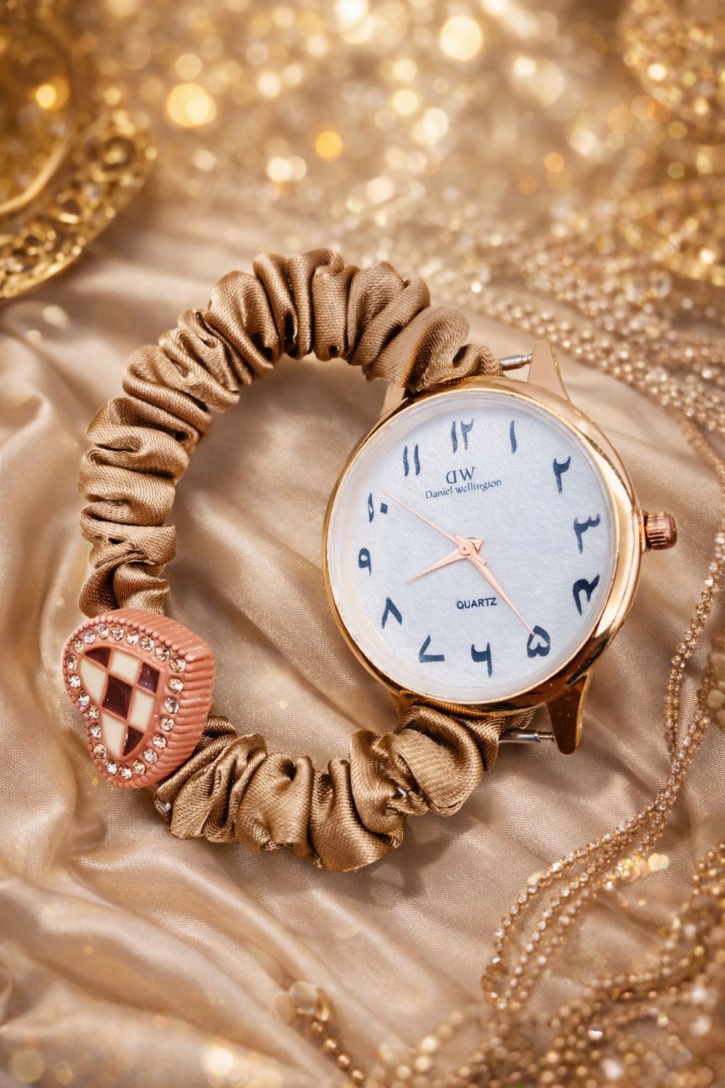 Ladies Bunch Style Scrunchies Watch with Arabic Dial.