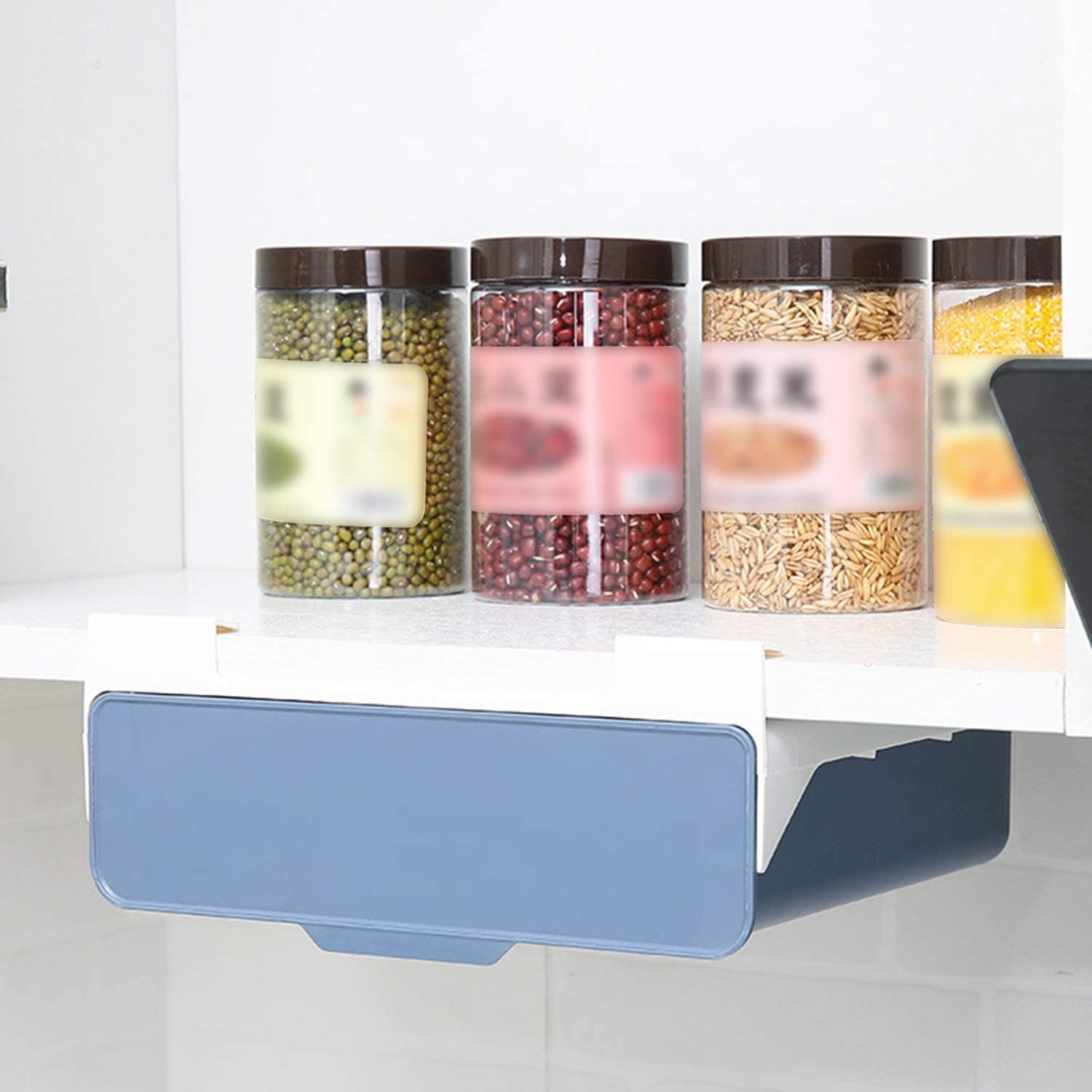 Self-Adhesive Built-In Storage Drawer, Utensil Holder, Under Desk Hanging Storage Box