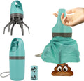 PORTABLE NO-TOUCH POOPER SCOOPER WITH 15PCS BAGS & LEAK-PROOF WASTE CONTAINER.