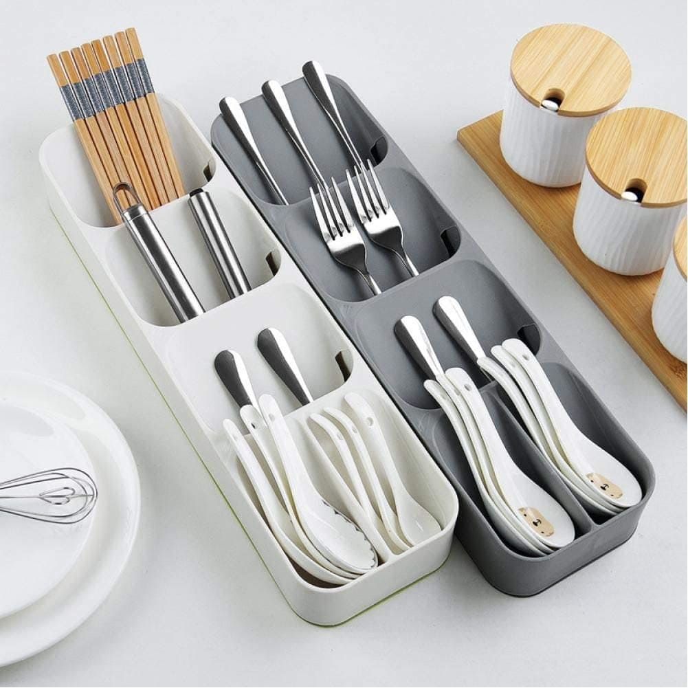 Cutlery Organizer, Kitchen Drawer Storage Tray, Plastic Spoon Container