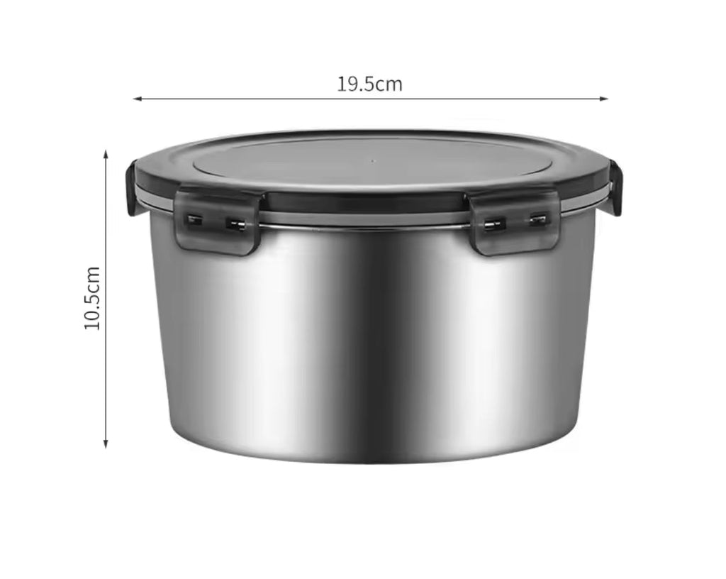 4pcs Stainless Steel Round Food Storage Containers, Kitchen Sealed Leakproof Lunch Box, Portable Picnic Bento Food Storage Box Container
