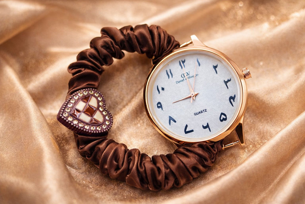Ladies Bunch Style Scrunchies Watch with Arabic Dial.