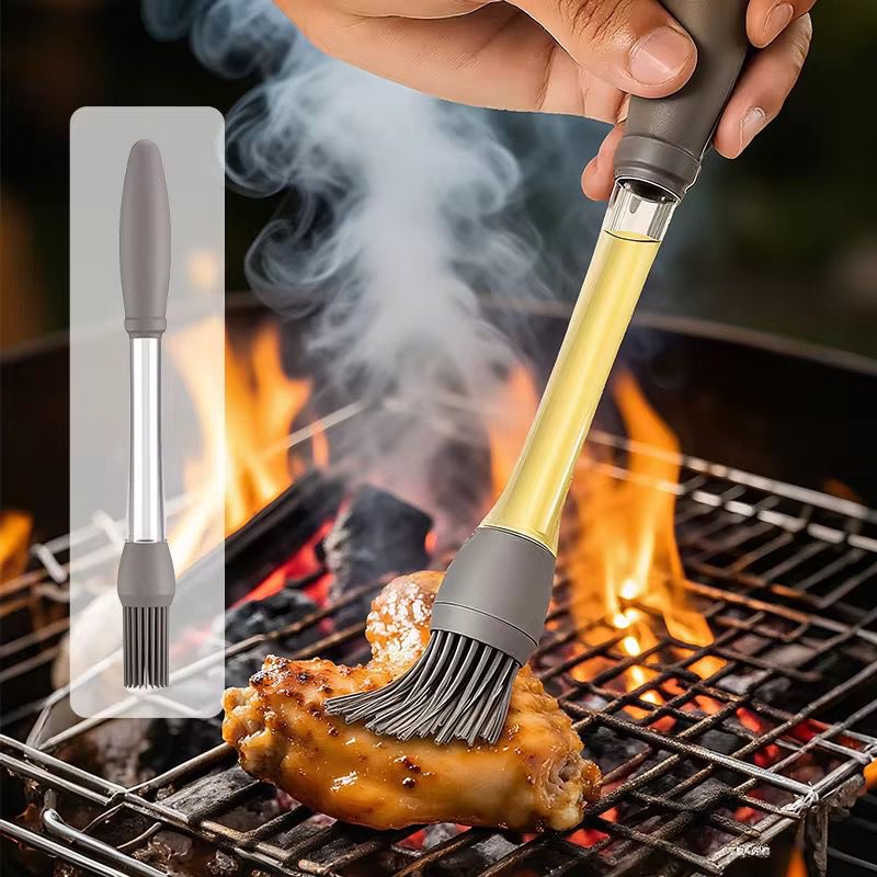 Push Oil Silicone Brush, High Temperature Resistant Silicone Oil Brush, Silicone Grill Seasoning Brush