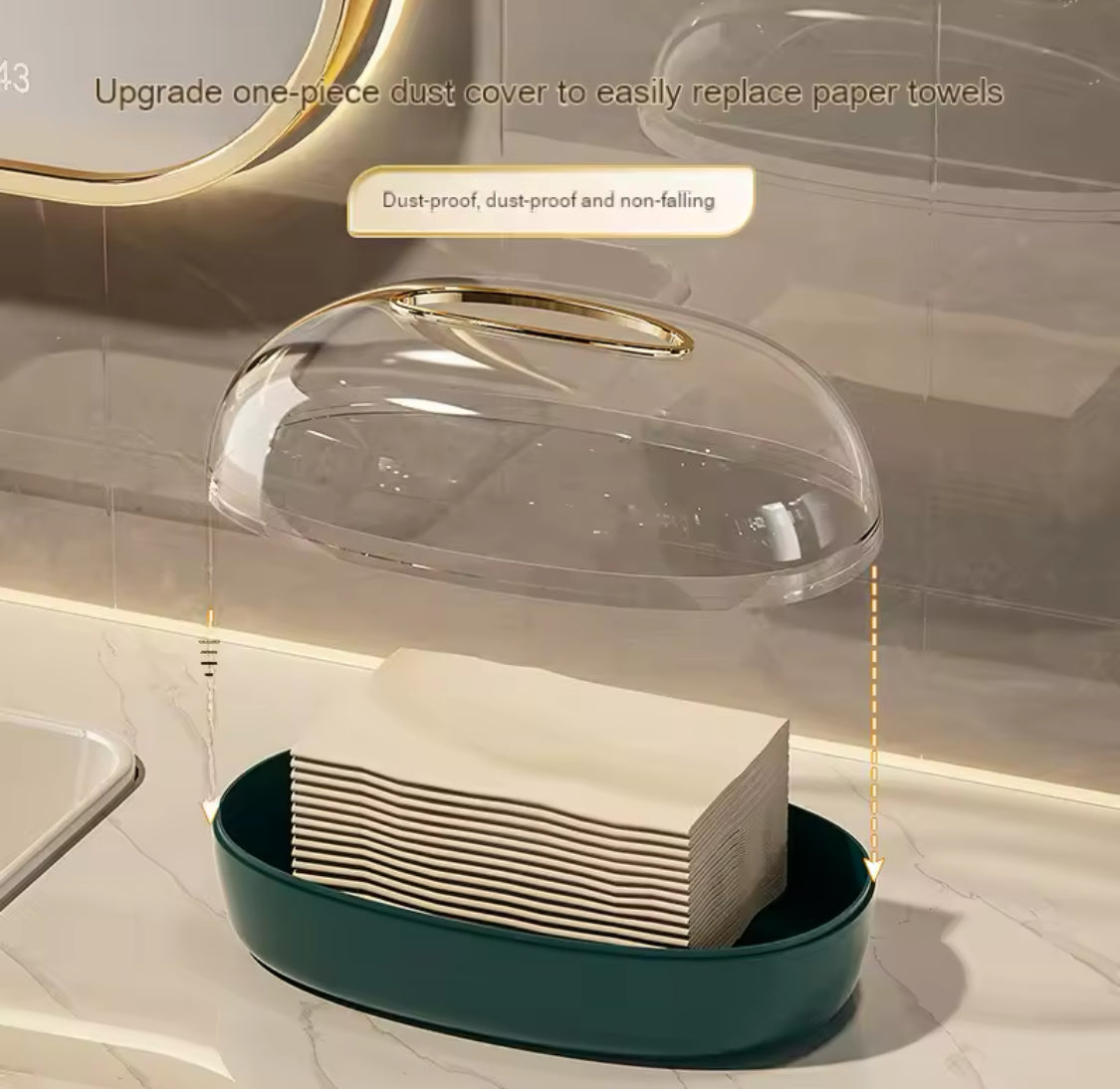 Acrylic Luxury Wall Mounted Tissue Box, Dustproof Napkin Box, Multifunctional Tissue Organizer Container