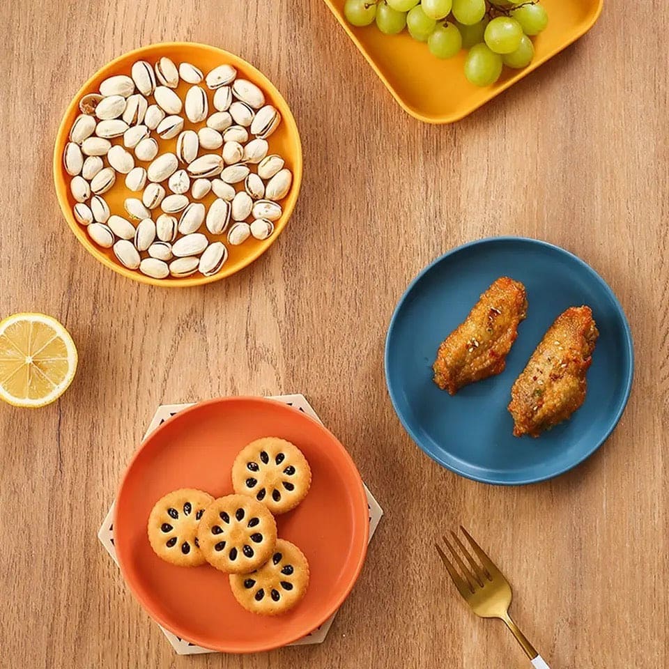 Plastic Plates With Stand, Multi-function Spit Bone Dish, Round Square Set Dining Table Plates, Household Kitchen Tableware Serving Table Plates, Fruit Snack Dish Plate, Reusable Food Serving Dishes With Rack