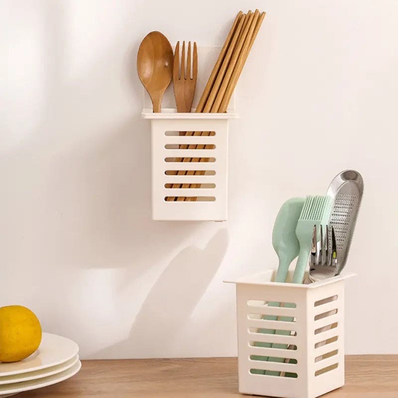 Simple Drain Basket, Plastic Shower Drain Shelf, Wall Self-adhesive Cactus Rack, Multipurpose Wall Desktop Draining Rack, Chopsticks Spoon Plastic Storage Holder, ABS Cutlery Holder, Keep Tidy Cutlery Cage, Kitchen Bathroom Hanging Shelf