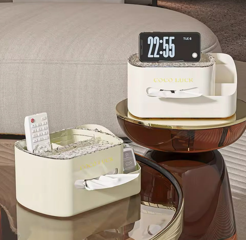 Cosmetic Organizer With Tissue Box, Multifunctional Cosmetic Display Cases with Tissue Box, Makeup Sundries Storage Organizer