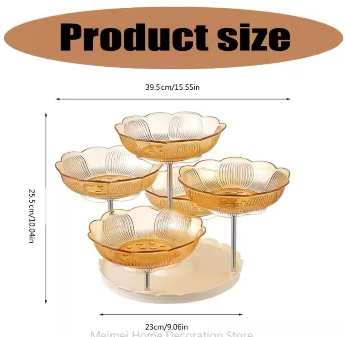 Multilayer Rotating Display Stand, Cakes Snacks and Fruits Stand, 3 Tier Fruit Plate, Stable Modern Dried Fruit Plate
