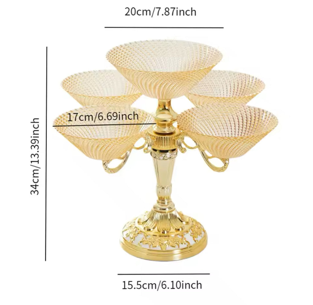 Vintage Style Luxury Rotating Fruit Tray, Rotating Snack Serving Tray, Snack Dried Fruit Plate, Fruit Tray Serving Tray With Stand