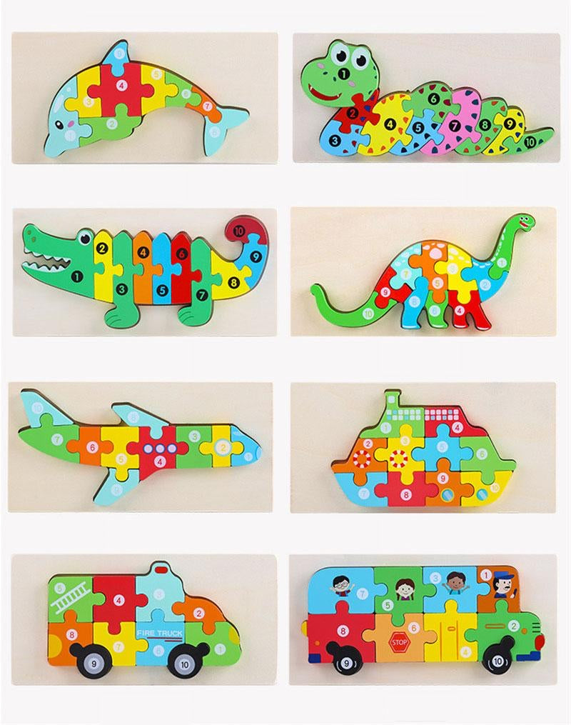 Jigsaw 3D Puzzle Set, Animal Cartoon 3D Puzzle Toys, Blocks Matching Toys, Hand Grip Plate Toddler Toys, Montessori Wooden Puzzles For Children, Kids Educational Learning Jigsaw Puzzle