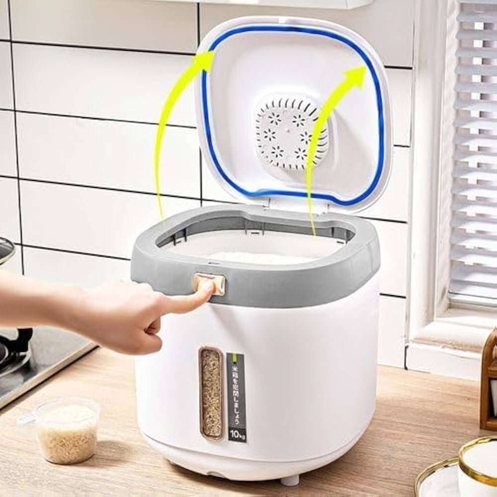 10KG Airtight Rice Dispenser, Large Capacity Flour Cereals Storage Jars, Airtight Kitchen Dry Food Container