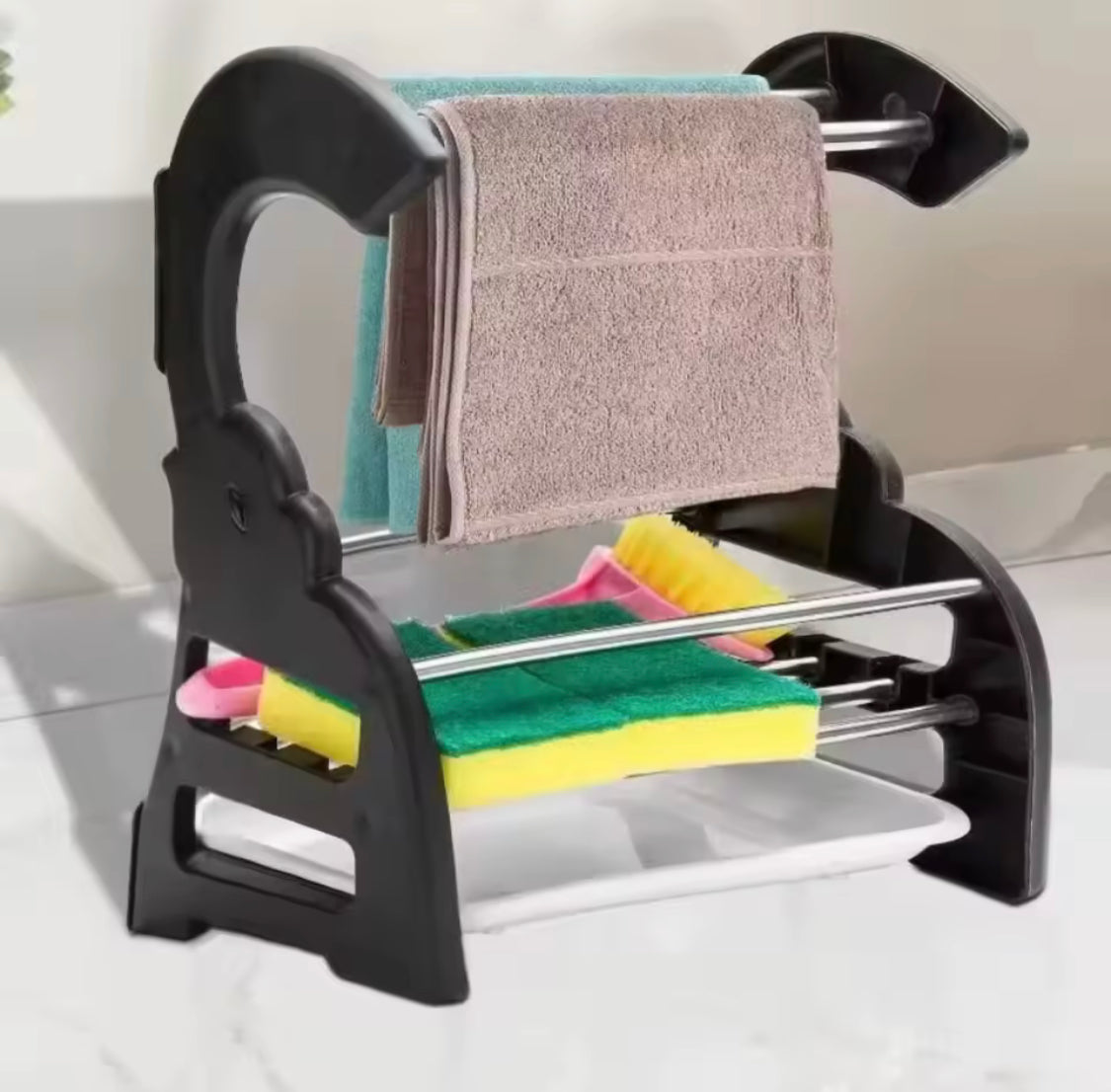 Durable Stainless Steel Sponge Holder, Sturdy Rust Proof Kitchen Drying Rack, Kitchen Storage Organizer