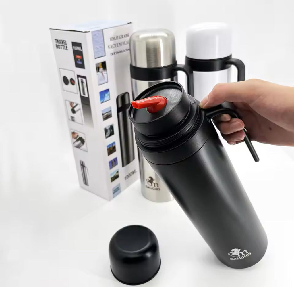 1000ml Vacuum Flask Yerba Mate Thermos, Heat Insulated Water Bottle, Stainless Steel Thermal Kettle