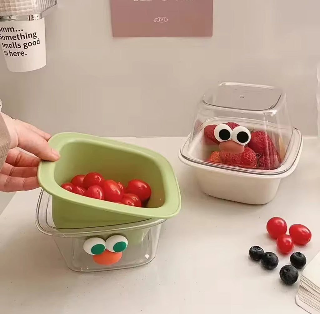 Cute Cartoon Double Layer Mini Drain Basket, Multifunctional Household Fruit Snack Storage Basket, Thickened Fruit Bowl